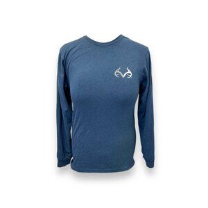 Realtree Men’s Long Sleeve Graphic Tee Shirt Small Blue Cotton/Polyester